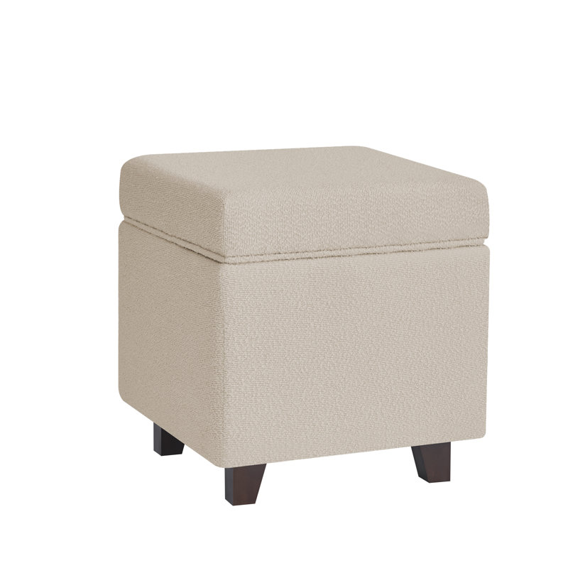 Pittston Cambridge Boucle Square Storage Ottoman, Beige
