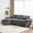 Modern Deep 3-Seat Sofa Couch with Ottoman-693621170