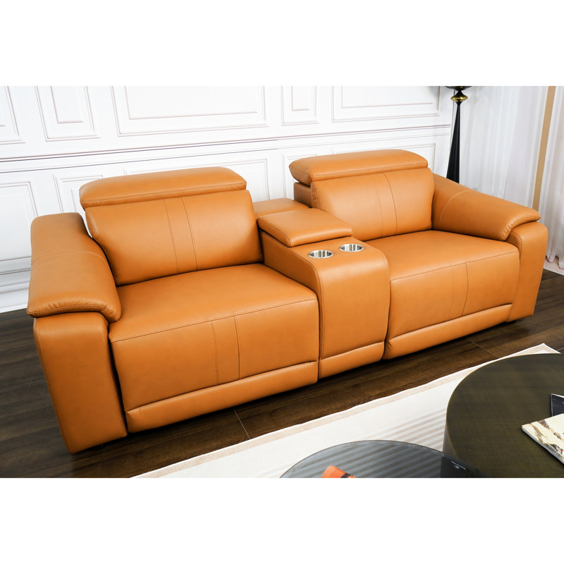 Upholstered 30.21 " Leather Power Reclining Sectional