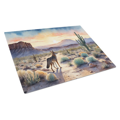 Desert Sunset Coyote Glass Cutting Board
