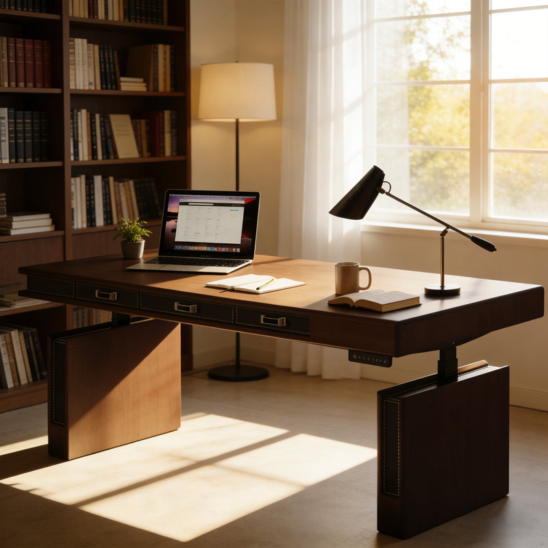 Bureau électrique en bois massif 70,87 po, H 52,36 po x l 78,74 po x P 31,5 po