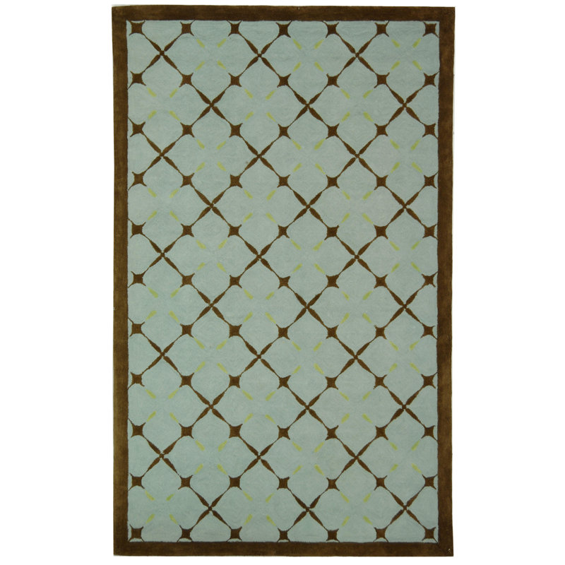 Hestia Hand Hooked Cotton Pile Geometric Rug, Rectangle 5' x 8'