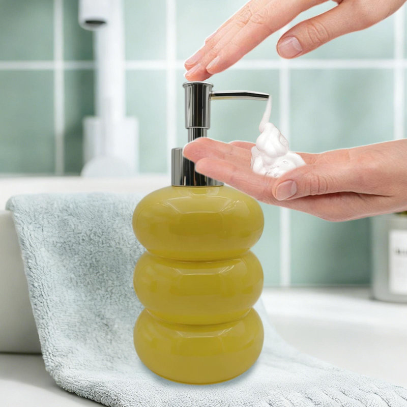 Bouteille d'eau, bouteille de lotion à pression, shampooing vide et bouteilles de lavage pour le corps pour la maison, Jaune