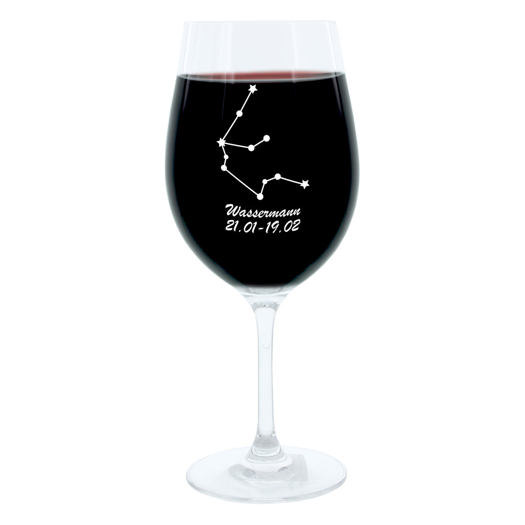 Aquarius Constellation Engraved Wine Glass