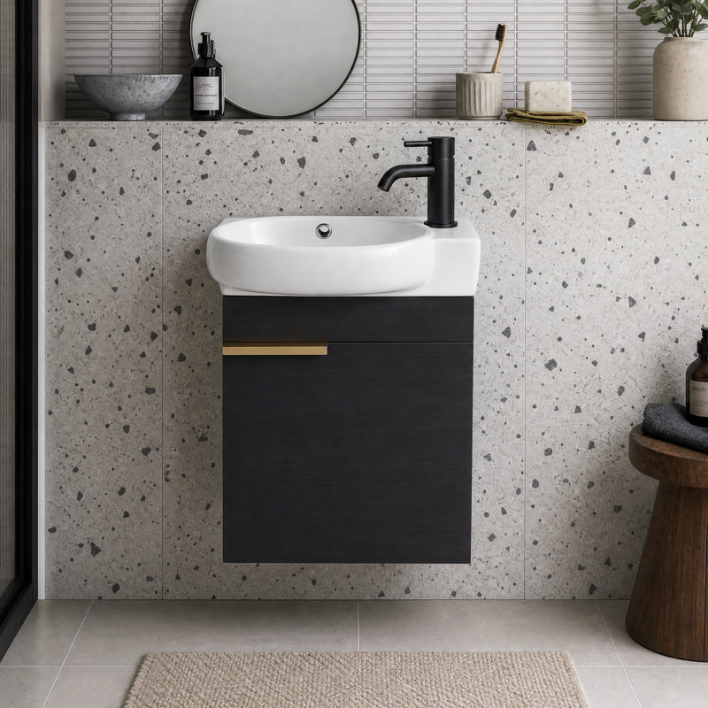 Meuble-lavabo mural Soren, Noir