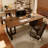 Rectangular Solid Wood + Iron with 4 drawers desk-154670429