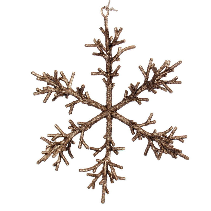Ornement en forme de flocon de neige Twig. Comprend 3 pièces par sac., Chocolat, H 3 po x l 9 po x P 9 po