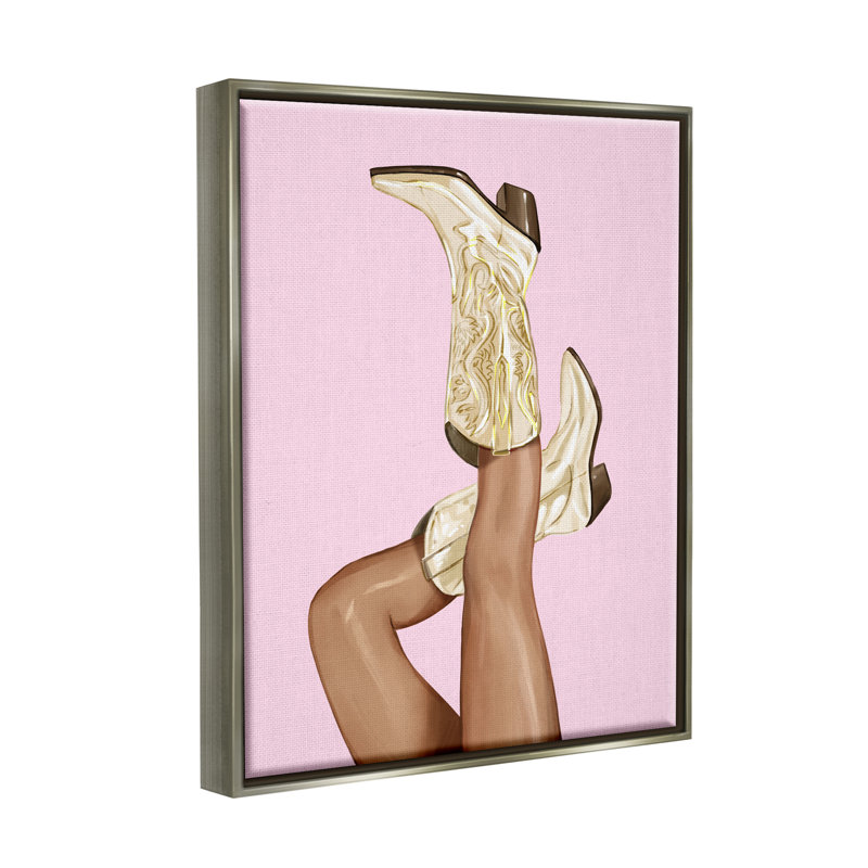 «Pink Country Cowgirl» par Ziwei Li - impression, H 31 po x l 25 po x P 1,7 po, Cadre flottant gris lustré