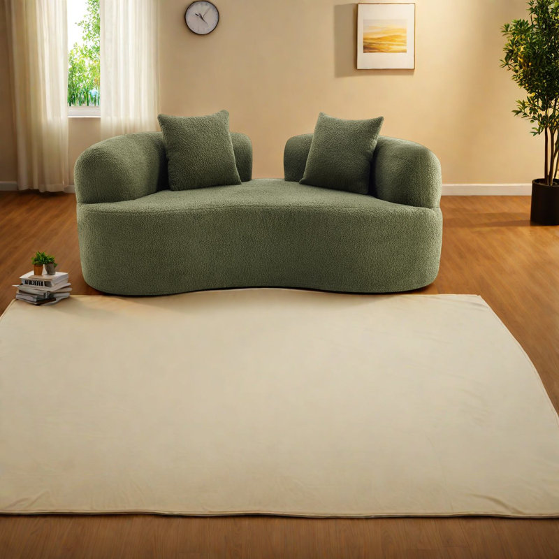 Canapé compact en velours, canapé vert moyen ferme pour les espaces modernes