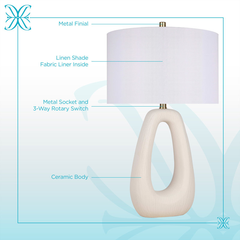 Lampe de table en céramique Serenity Loop - blanc texturé - ensemble de 2
