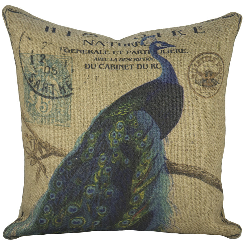Peacock Jute / Sisal Throw Pillow