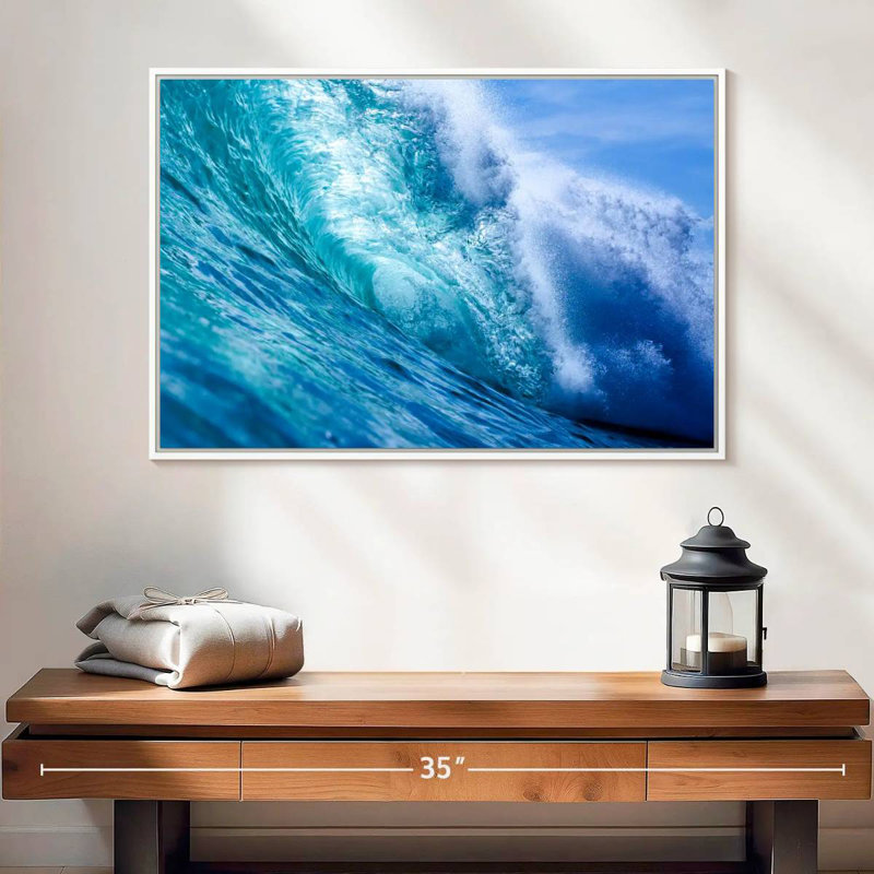 Vague de l'océan au Nicaragua, Cadre flottant blanc, 25 po x 17 po