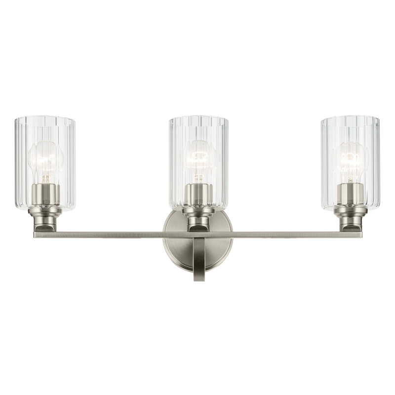 24.25" 3-Light Vanity Light with Glass, Clear, Brushed Nickel