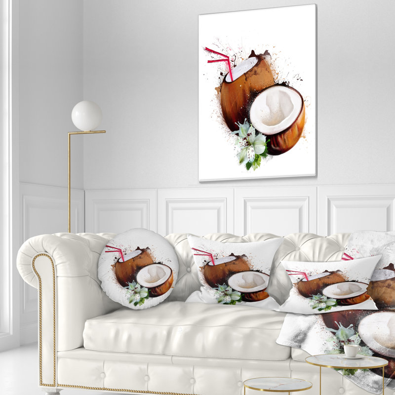 Coussin de noix de coco floral avec un coussin lombaire en paille