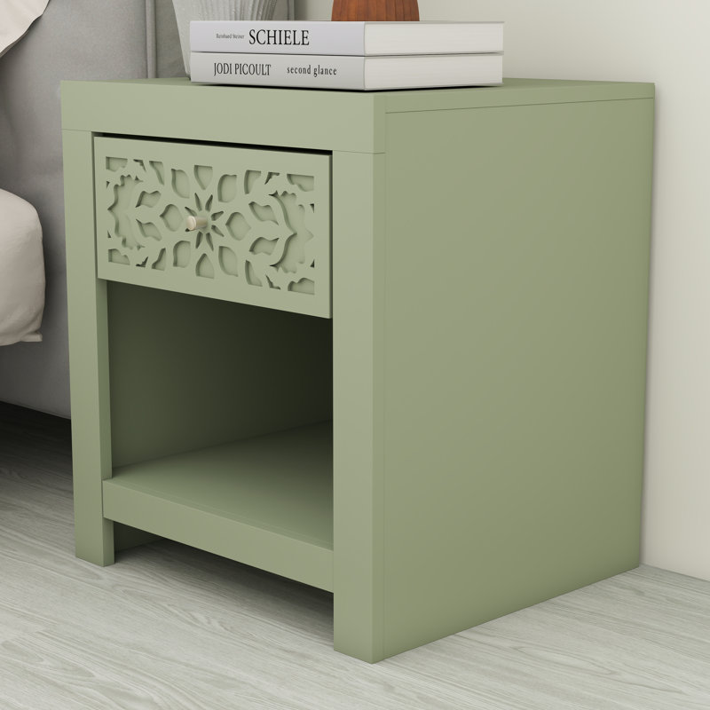 Lukasik 1 Drawer Nightstand, Sage Green