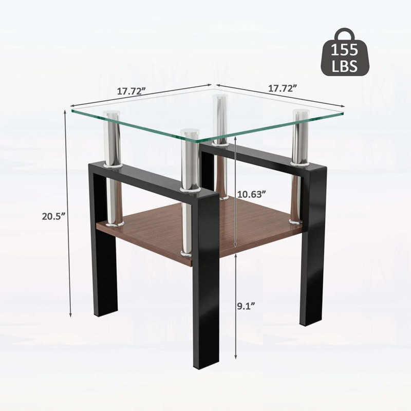 Ensemble de 2 tables à thé modernes en verre trempé, idéales pour le salon avec une couche de panneau de fibres à densité moyenne durable et un design élégant