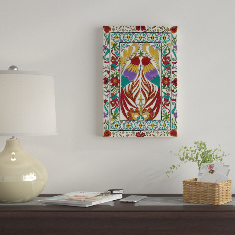 « batik broderie iv », impression sur toile, H 18 po x l 12 po x P 1,5 po