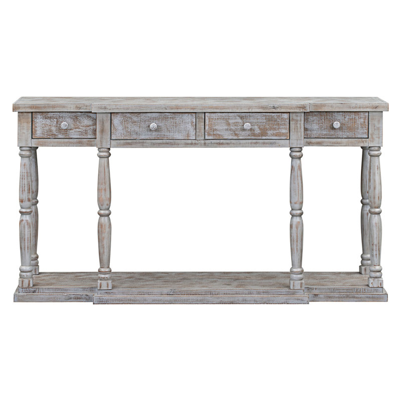 Barthelemy 63.01'' Console Table, Washed Gray