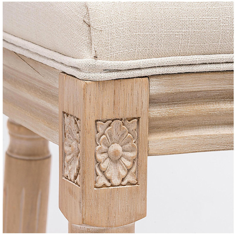 Tabourets de bar en bois de style français avec dossier rembourré en bois beige et naturel, ensemble de 2