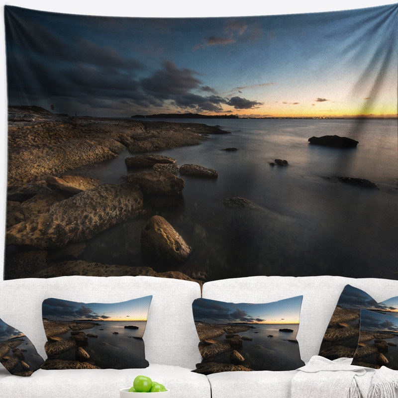 Tapisserie en littoral foncé sydney seascape, H 50 po x l 60 po
