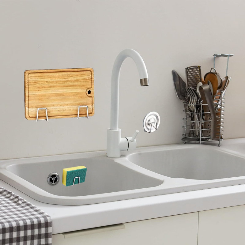 Ensemble de 12 porte-planches à découper sous le meuble et organisateur de couvercle de pot - support en acier inoxydable pour un rangement de cuisine peu encombrant, sans installation de perceuse avec adhésif 3M