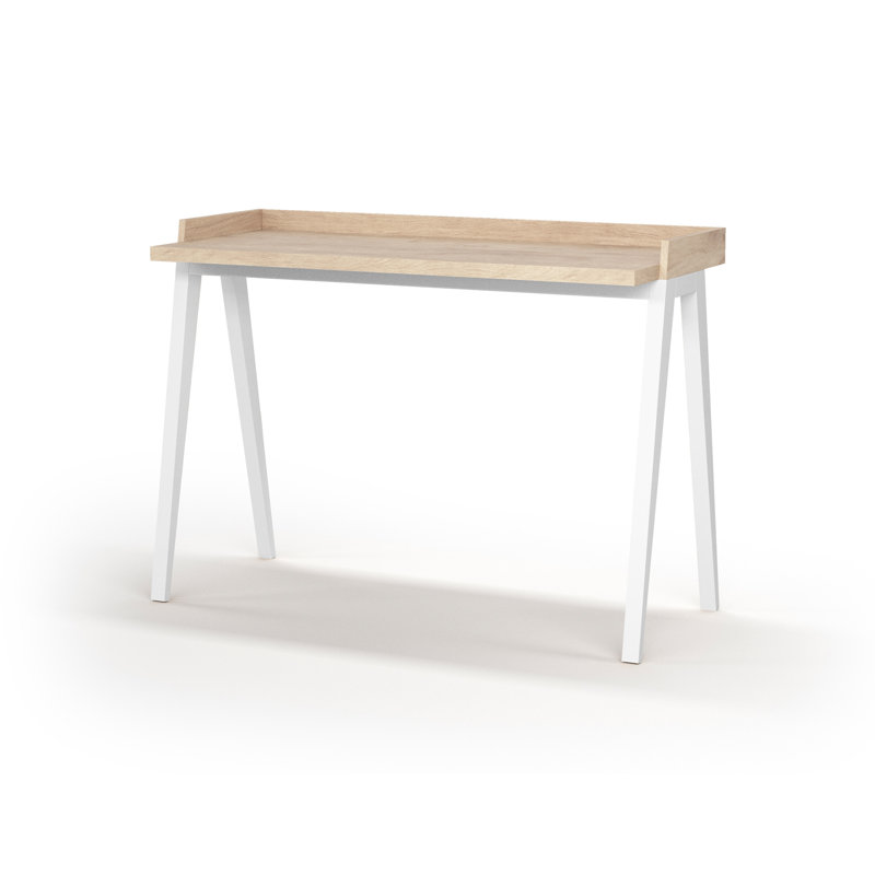 Mcraney Solid Wood Base Writing Desk, White, Oak