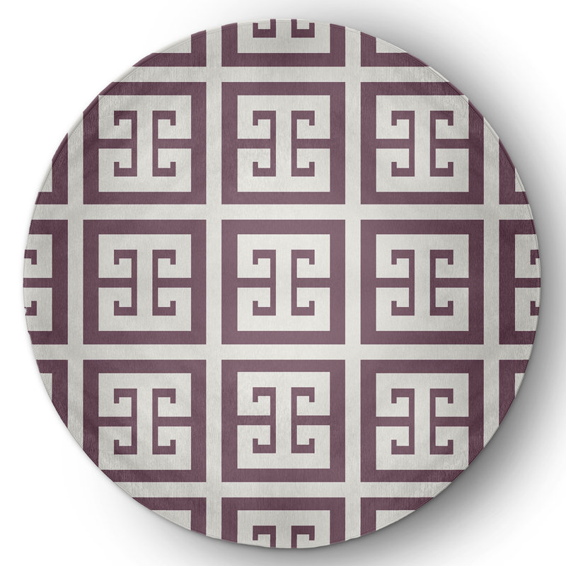 Tapis intérieur / extérieur tissé à plat géométrique mauve poussiéreux, Rond 5 pi
