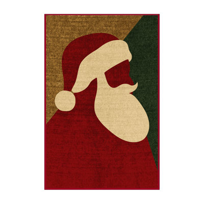 Soft Plush Fearn Christmas Modern & Contemporary Abstract Area Rug in Brown – Red Binding