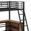 Lit mezzanine en métal avec tablettes et bureau en L-344260167