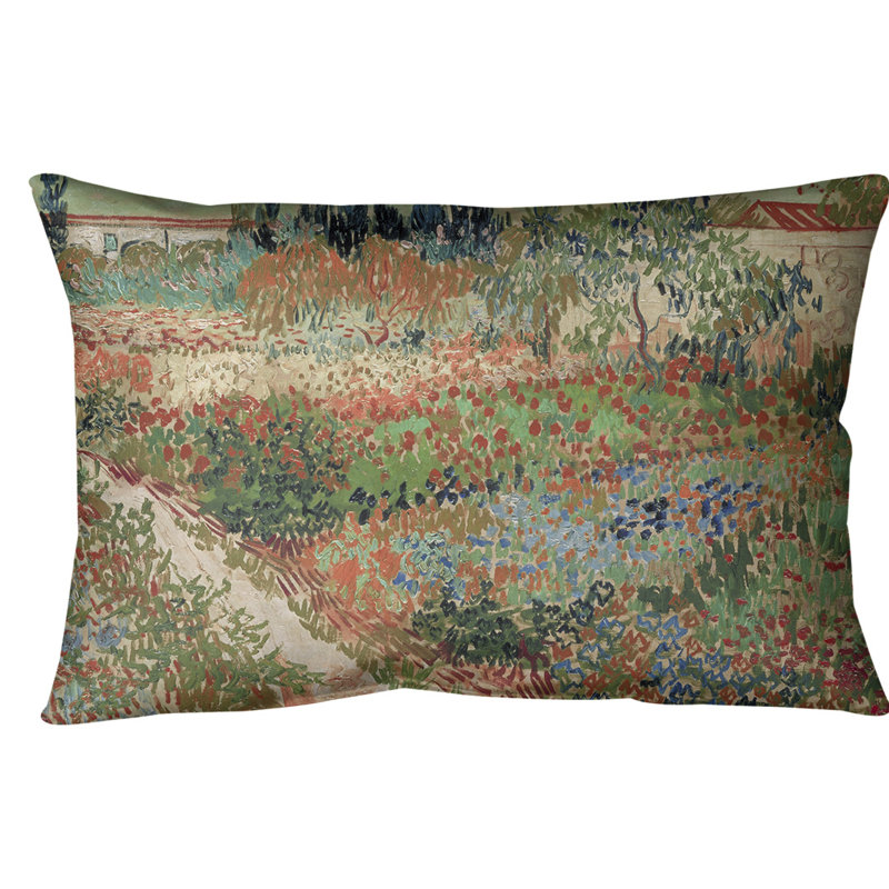 Coussin lombaire bluhender garten mit pfad, Orange, Simili suède