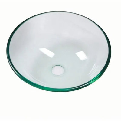 Bathroom Artistic Tempered Glass Vessel Bathroom Sink With Pop-Up Drain