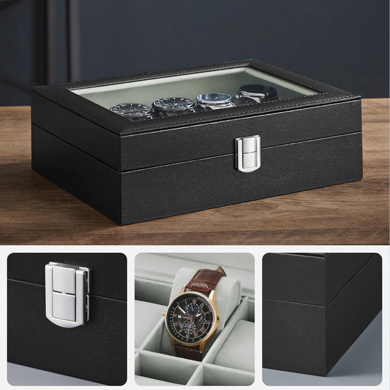 Watch Box + Locking, Black/Grey