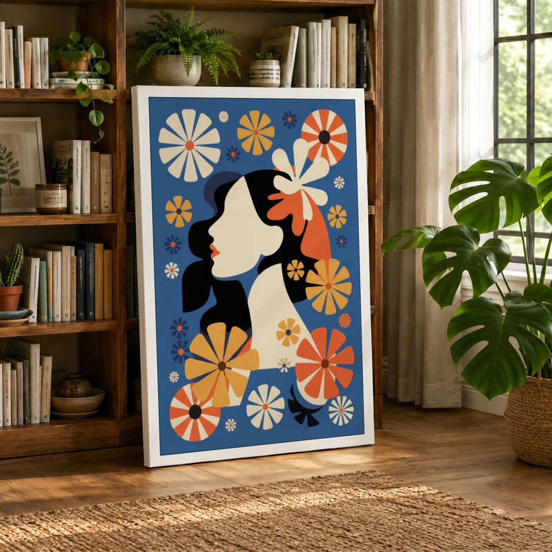 Blooms in Profile Mid-Century - Wrapped Canvas, Cream Border, 30x20 - 76.2 x 50.8 cm
