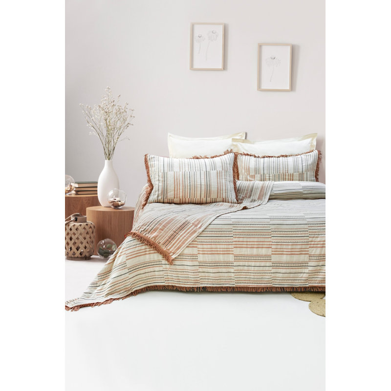 Luxurious Double Pique Set, Tile Red | 100% Cotton, Jacquard Fabric, 2 Pillowcases (19.7 x 27.6 inches) | Soft, Breathable, Machine Washable, Perfect for Cozy Bedrooms and Elegant Decor