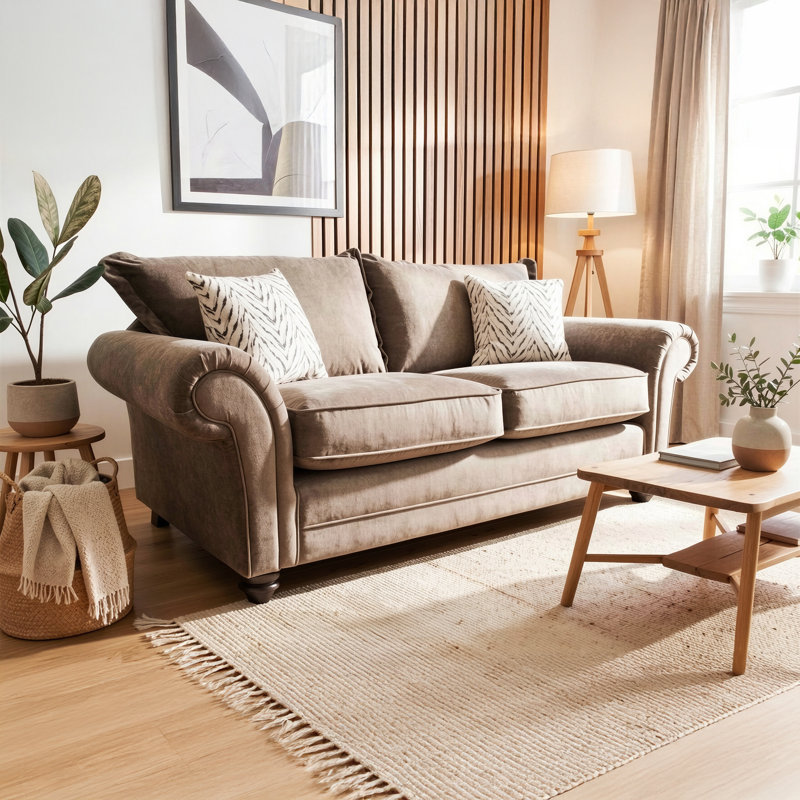 Dalton Textured Wave Sofa- Made in the UK, Nutmeg, 3