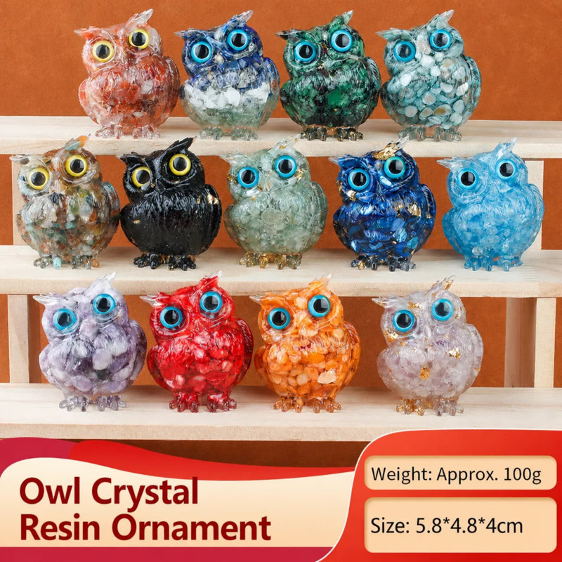 Natural Crystal  Owl Ornament
