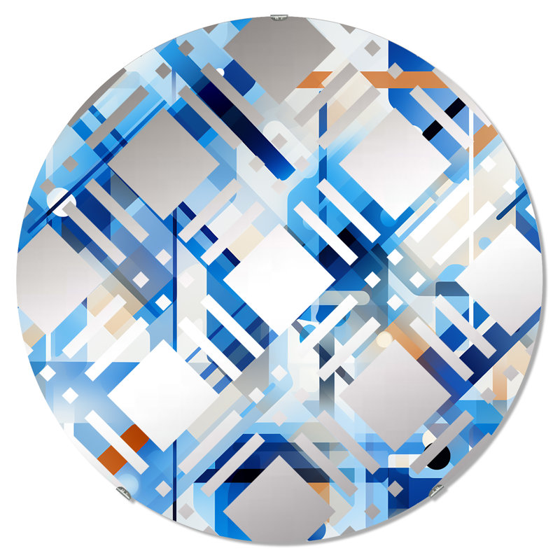 Cercle bleu et blanc cobalt géométrique II, 23,6 po x 23,6 po
