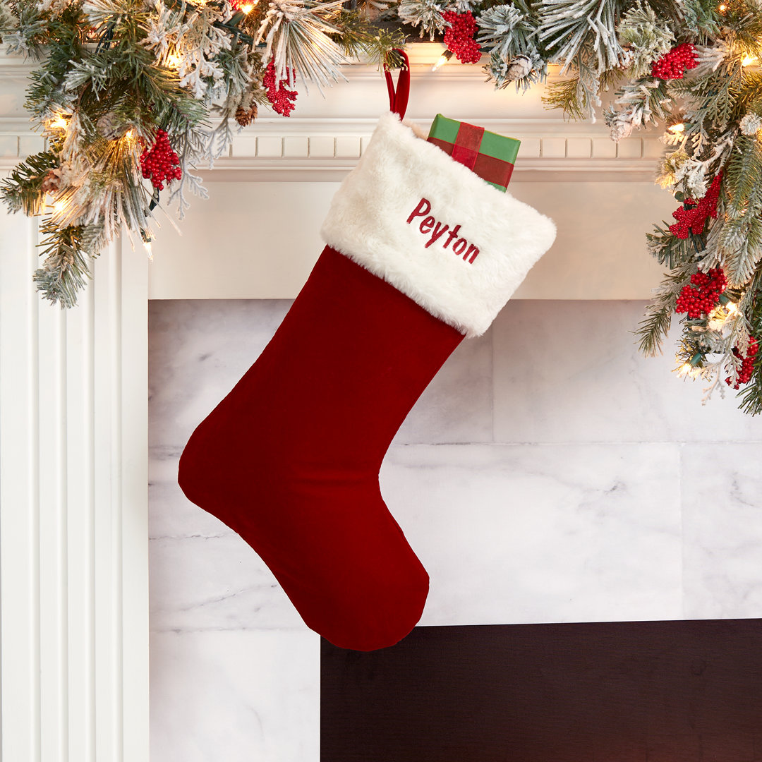 Velvet Elegance Personalized 19" Burgundy Stocking Personalization Mall