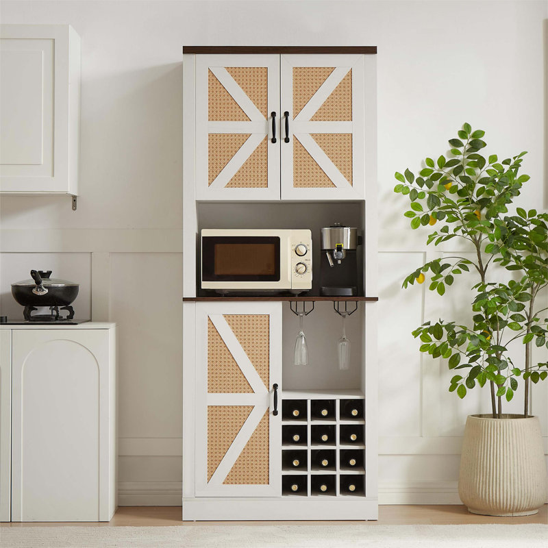 Armoire à vin 76 po, Blanc / noyer