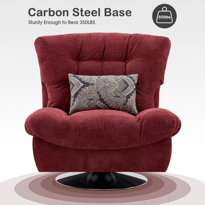 Fauteuil d'appoint rembourré en chenille Antionett, Chenille bourgogne