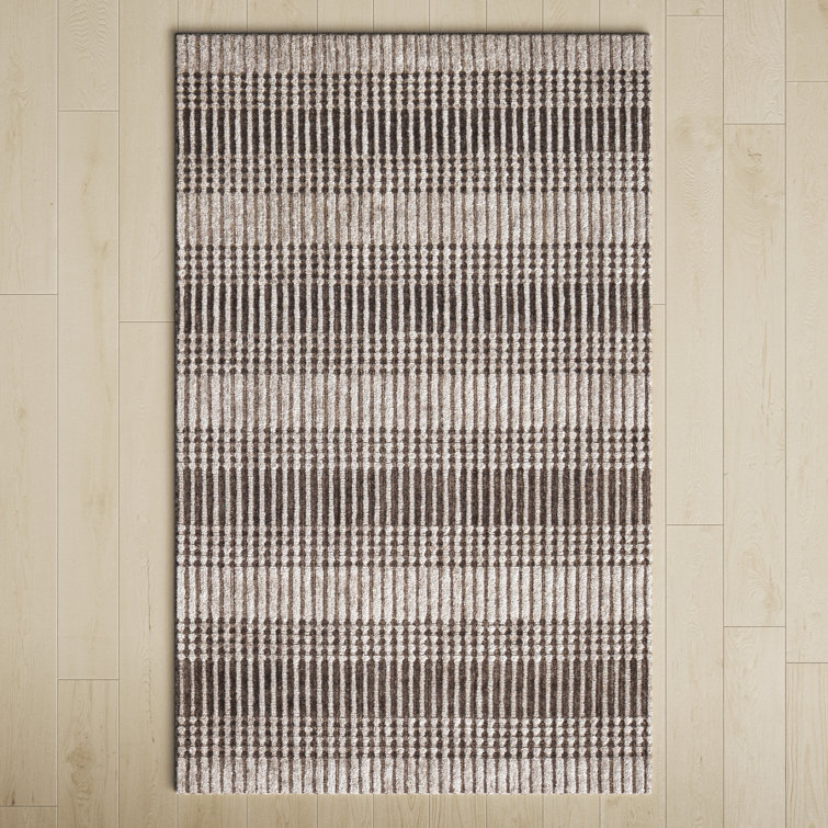 Striped Handmade Tufted Wool Brown Area Rug