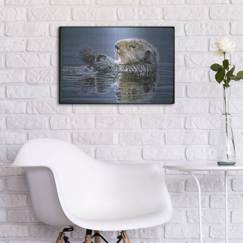  «Sea Otter With Urchin» par Ron Parker, art mural en métal, 24 po x 16 po, H 16 po x l 24 po