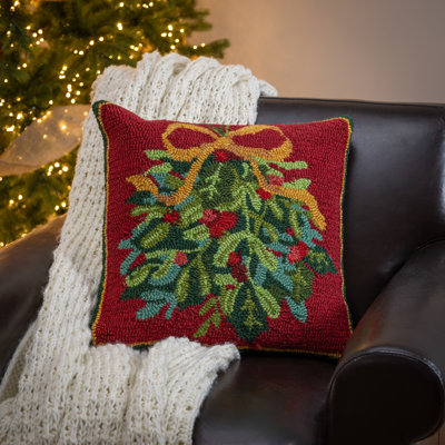 Coussin décoratif intérieur / extérieur en polypropylène crocheté Mistletoee 18 po x 18 po