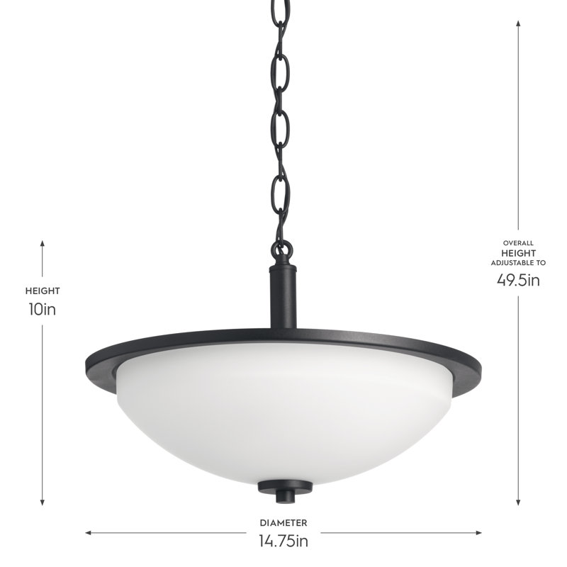 Plafonnier semi-encastré 14,75 po à 2 lumières Sarsfield, Noir
