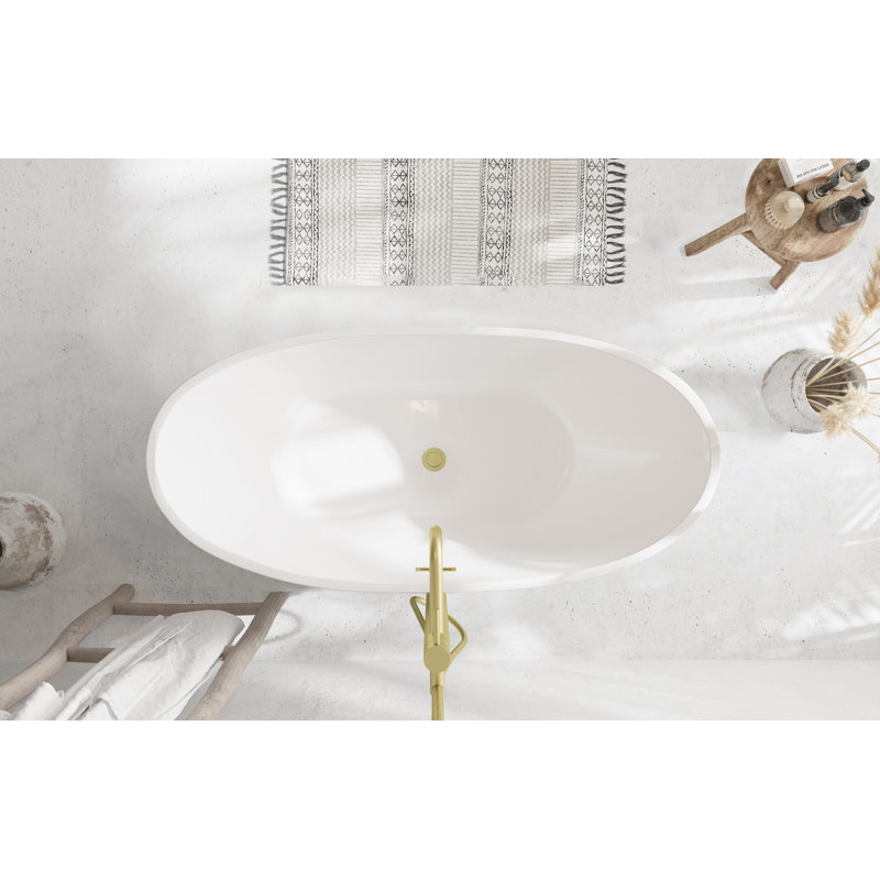 Labrusca 62'' x 28.3'' Soaking Fiberglass Bathtub, Brushed Gold