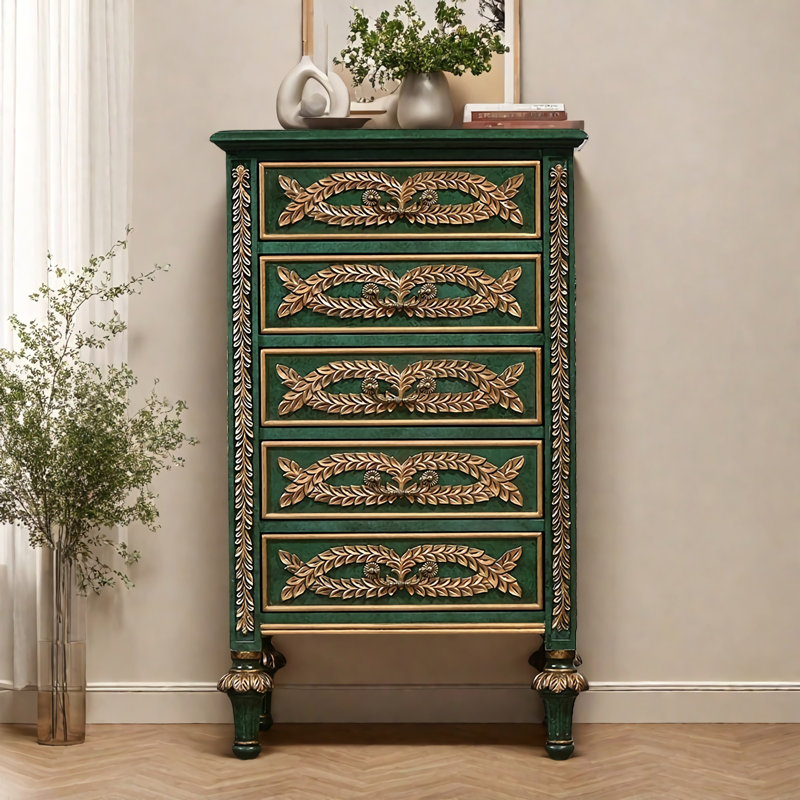 Commode d'appoint en bois vert clair de luxe rétro