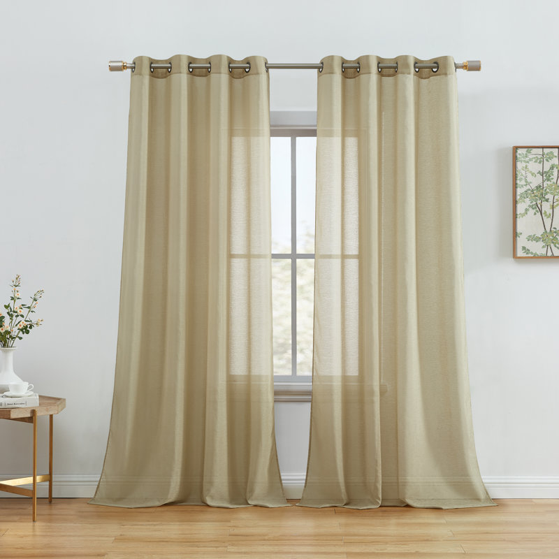 Carmille Semi-Sheer Grommet Curtain Panels, Taupe, 54" W x 95" L