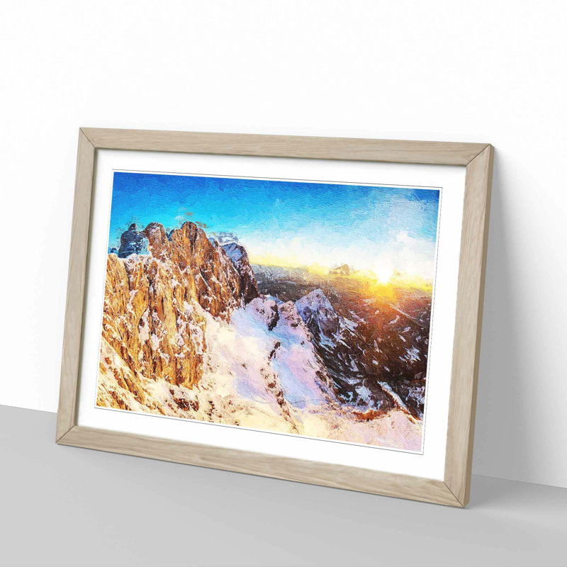 Hoher Dachstein Mountain in Austria - Picture Frame Painting Print, 36cm H x 48cm W x 2cm D, Oak Framed