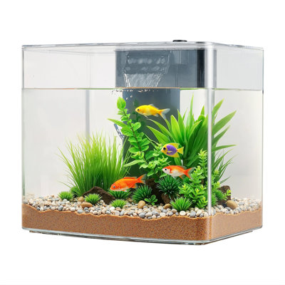 Aquarium d'aquarium, réservoir intelligent de 3,5 gallons GPPS Starter Smart Tank, éclairage 3 couleurs réglable, système autonettoyant pour aquarium d'eau douce et d'eau salée à la maison, au bureau ou pour les animaux de compagnie