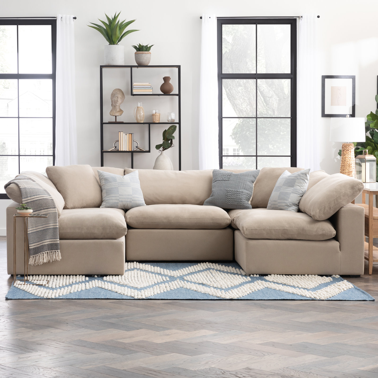 Calana Modular Sectional, Almond, 5 Piece